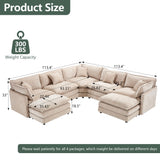 GNIXUU Cloud Couch Oversized Modular Sectional Sofa for Living Room, Modern Chenille 7 Seater Corner Sofa with Deep Seat, Large U-Shaped Couch Set for Spacious Space Apartment, Camel GNIXUU