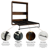 Hlivelood Queen Size Murphy Bed with 2 LED Lights, Farmhouse Wood Hidden Foldable Wall Bed Frame w/Gas Struts, Storage Bed Cabinet for Bedroom, Office, Space-Saving, No Box Spring Needed, Brown Hlivelood