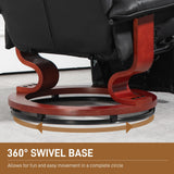 HOMCOM Manual Swivel Recliner Chair, PU Leather Reclining Chair with Footrest for Living Room, Black HOMCOM