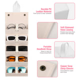 MoKo Sunglasses Organizer with 5 Slots, Foldable Travel Glasses Storage Case Holder Eyewear Display Box, White MoKo