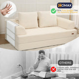 COMAX Convertible Sofa Bed, Folding Floor Couch Corduroy Fold Out Couch Bed Futon Sleeper Mattress with Pillows, Boneless Sofa Comfy Lounge Loveseat for Living Room Bedroom, Beige COMAX