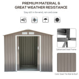 Outsunny 7' x 4' Outdoor Storage Shed, Garden Tool Metal Shed with Foundation Kit, Double Lockable Door, Air Vents and Sloping Roof, for Backyard, Patio, Lawn, Gray Outsunny
