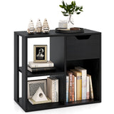 Giantex 3 Cube Bookcase with Drawer, 2 Tier Bookshelf for Small Spaces, Modern Freestanding Display Rack with Open Shelves, Book Case, Wood Cube Storage Organizer Bedroom Living Room, Black Giantex