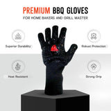 Clean Grill 1472°F Heat Resistant BBQ Gloves | Fire Resistant Silicone & Aramid Fiber for Cooking, Baking, Grilling | Extra Safety, Comfort, Non-Slip Grip, Durable, Flexible, Touchscreen Compatible CLEAN GRILL EST. 2022