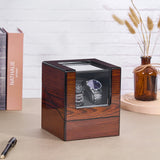 ANWBROAD Watch Winder for Automatic Watches Double Watch Rotator with Super Quiet Motor Flexible Watch Pillows LED Backlight Wooden Watch Turner Watch Shaker 5 Modes Battery or AC Adapter UJWW001Y ANWBROAD