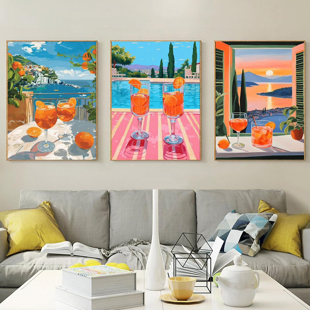 Tiwabb 6 Pack Cocktail Paint by Numbers Kit for Adults Beginner,Scenery Easy Adult Paint by Number Kits on Canvas DIY Painting for Beginners Art by Numbers for Gifts Home Wall Decor 9.5x11.81 Inch Tiwabb