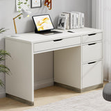 MaverickFurni White Computer Desk with Storage Drawers, Home Office Small Desk with File Cabinet, Study Desk for Kids with 4 Drawers, Modern Kids Desk for Bedroom, Small Space MaverickFurni
