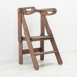 Montessori Toddler Tower Foldable Kitchen Helper Stool for Toddlers Wooden Stepping Stools for Kids Learning Towers for Bathroom and Kitchens (Dark Walnut, Montessori Tower) Enjoy The Wood