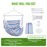 Backyard Expressions Striped Hammock Chair Hanging Rope Swing Chair, Anti Slip Steel Spreader Bar BACKYARD EXPRESSIONS PATIO · HOME · GARDEN