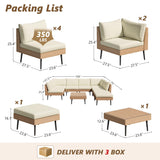 Rotihom 8-Piece Wicker Outdoor sectional Patio Furniture Set with Additional Waterproof Cover, Conversation Patio Furniture with Washable Thick Cushions for Garden, Backyard, Poolside Rotihom