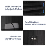 BELLEZE Fluted TV Stand with 23" Electric Fireplace Heater with Sound, 68" Entertainment Center for TV Up to 75", Media Console Table with Cable Management for Living Room, Bedroom - Ebony BELLEZE