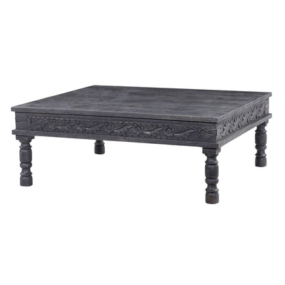 Maven Lane Emin Handmade Heritage Rectangular Wooden Coffee Table, Real Wood Middle Center Table for Small Spaces in Black Distressed Finish - WoodArtSupply