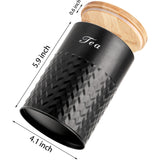 Bekith 3 Pack Kitchen Canisters with Bamboo Lids, Airtight Metal Canister Set, Food Storage Containers Jars for Coffee, Sugar, Tea, Flour, Rustic Farmhouse Kitchen Decor Containers, Black Bekith