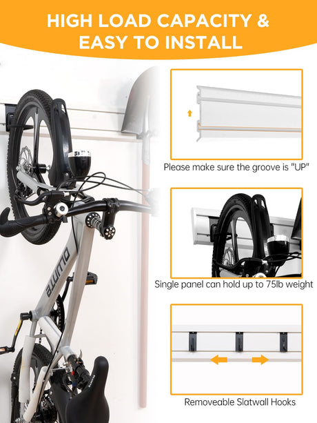 FRAYSCENT Slatwall Panels Garage Tool Organizer Wall Mount Garage Slat Wall Storage Systems, Bike Storage Rack Garage Organizers and Storage PVC Wall Panels Slat Wall Paneling FRAYSCENT
