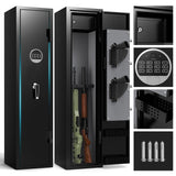 ANXINWEI 5-8 Gun Safe, Rifle Safe with 180°Full Access Door and Inner Cabinet, Large Gun Safe with Dual Alarm and Removable Shelf, Quick Access Gun Locker with LED, Long Shotgun Gun Safes for Home ANXINWEI