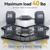YASONIC Corner Shower Caddy Organizer, 3-Pack Adhesive Rustproof Stainless Steel Shower Shelves with Soap Holder, No Drilling Shower Storage Rack for Family Renters Bathroom, Black YASONIC