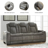 Signature Design by Ashley Next-Gen DuraPella Modern Faux Leather Power Reclining Sofa with Adjustable Headrest, Gray Signature Design by Ashley
