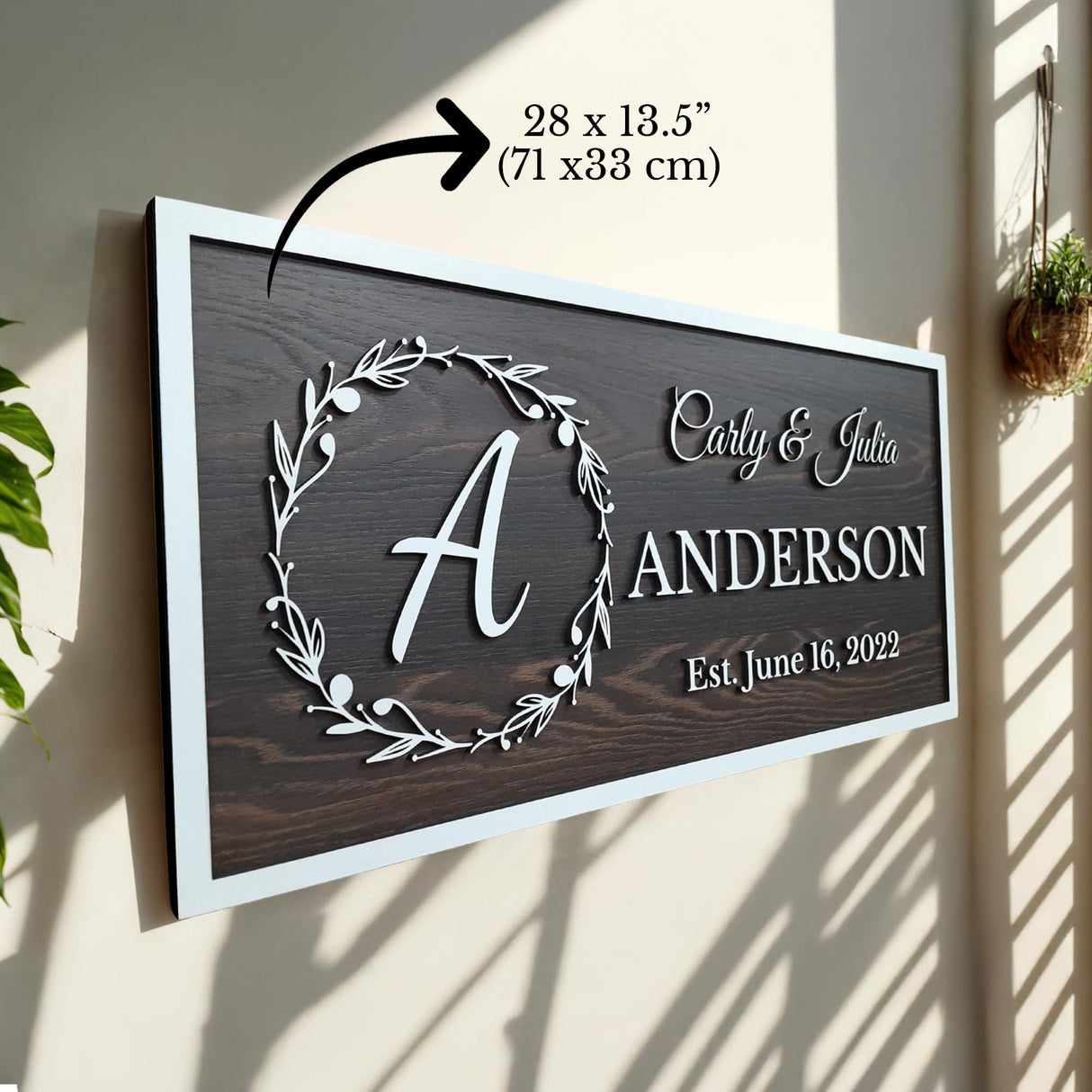 Personalized Wooden Monogram Family Name Sign with Couples Name, Custom Anniversary Gift For Wife, Last Name Plaque with Initial & Established Date, Unique Wedding Gift, Christmas Gifts for Parents aydan's unique finds
