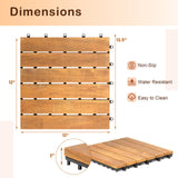 Tangkula 27 PCS Interlocking Deck Tiles, 12" x 12" Acacia Wood Floor Tiles for Patio, Balcony, Garden Indoor, 27 Sq. Ft Flooring Pavers Outdoor Waterproof, Tools Free Assembly (Stripe) Tangkula