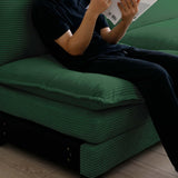 Ball & Cast 115.34" Modular Sectional Sofa Couch, Comfy Corduroy 3 Seat Upholstered Reclining Sofa-Bed w/ 5 Pillows & Removable Back Cushions for Living Room Apartment Office Small Spaces, Green Ball & Cast