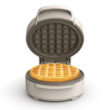 bella Snack-n-Store Mini Waffle Maker, EverGood™ Ceramic Nonstick Coating, Cord Wrap, Ready Indicator Light & Cool Touch Handles, Stackable Design & Customizable Plates, 350 Watt, Oatmilk BELLA