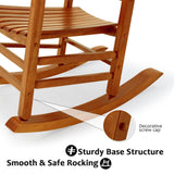 Hupmad Wooden Rocking Chair Rocker Outdoor Oversized Porch Rocker Chair,Patio Wooden Rocker with Armrest,All Weather Rocker Slatted for Backyard,Garden,400 lbs Support,Natural Hupmad