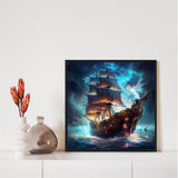 Diamond Art Kits for Adults, 5D Diamond Painting Kits, Pirate Ship Dimond Art Paintings Kit, Diamond Dot, Gem Painting Kit, Crafts for Adults, Paint by Diamonds, Home Wall Decor Gifts (14x14inch) Rekxtmo
