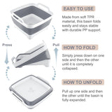 2.4 Gal(9L) Collapsible Dish Basin with Drain Plug, Space Saving Outdoor Multiuse Foldable Sink Tub, Dishpan, Kitchen Storage Tray for Camping, Vegetable Washing, RV (Gray) Goderewild