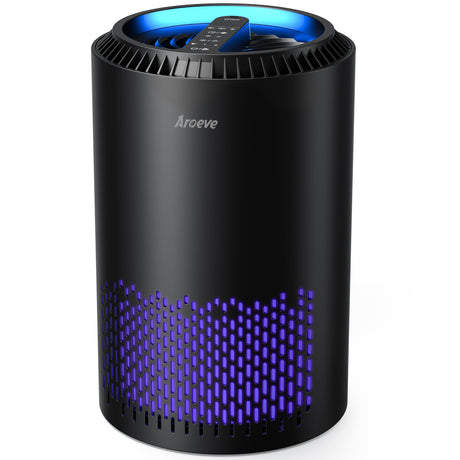AROEVE Air Purifiers for Bedroom Home, Air Purifier For Smoke Pollen Dander Hair Smell Air Cleaner with Sleep Mode Speed Control For Bedroom Office, MK01- Black(Available for California) AROEVE