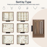 HOOBRO Jewelry Box for Women, Jewelry Organizer Box, 6-Tier Wooden Jewelry Box, Jewelry Case with Side Transparent Window, Creative Gift, for Earring, Necklace, Bracelet, Walnut and Black BH12JB04 HOOBRO