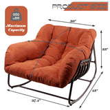 TXGDPIONEER Outdoor Papasan Rocking Chair, Oversized Patio Rocking Chairs with Padded Cushion& Pillow-Comfortable Rocker Egg Chair for Front Porch, Garden, Patio, Backyard,1PC,Red TXGDPIONEER