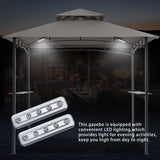 COOSHADE 8'x 5' Grill Gazebo Double Tiered Outdoor BBQ Gazebo Canopy with LED Light (Gray) COOSHADE
