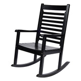 Shine Company Modern Wood Rocking Chair, Ergonomic Wide Seat Porch Rocker, Black Shine Company