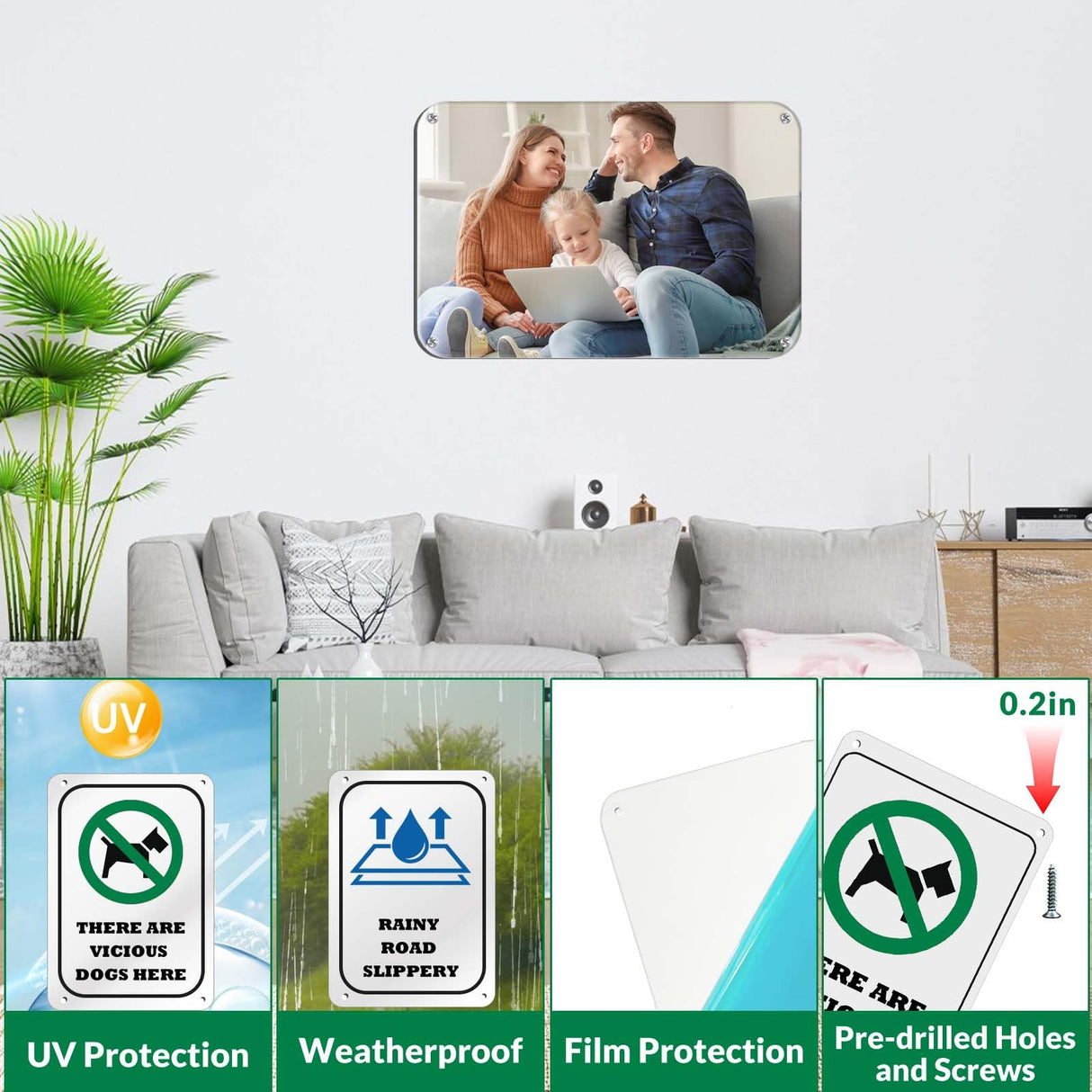 4 Pack 8"x12" Aluminum Sublimation Metal Sign Blanks with Screws, 0.65mm Thickness Bulk Sublimation Blank Yard Signs, Heat Transfer UV Print Sublimation Photo Blanks for Outside, Wall Decor Ickimee