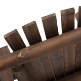 Outsunny 2-Seat Wooden Adirondack Chair, Patio Bench with Table, Outdoor Loveseat Fire Pit Chair for Porch, Backyard, Deck, Carbonized Outsunny