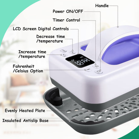 Heat Press Small Heat Press Machine for Heating Transfer, 7 × 4.8 inch Portable Easy Press Mini Heat Press for DIY T Shirts, Hats, Bags.etc(Blue) Legooin
