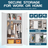 MIIIKO Metal Clothing Storage Locker, Steel Wardrobe Cabinets with Shelves and Hanging Rod, 72" Large Storage Locker Closet for Garments, Sports Equipment and Shoes MIIIKO