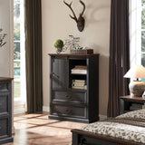 IFGET Farmhouse 5 Drawers Dresser for Bedroom, 47" Tall Chest of Drawers w/Sliding Barn Door, Rustic Wood Dressers Organizer w/Adjustable Shelves for Bedroom, Hallway, Living Room, Kitchen, Dark Grey IFGET