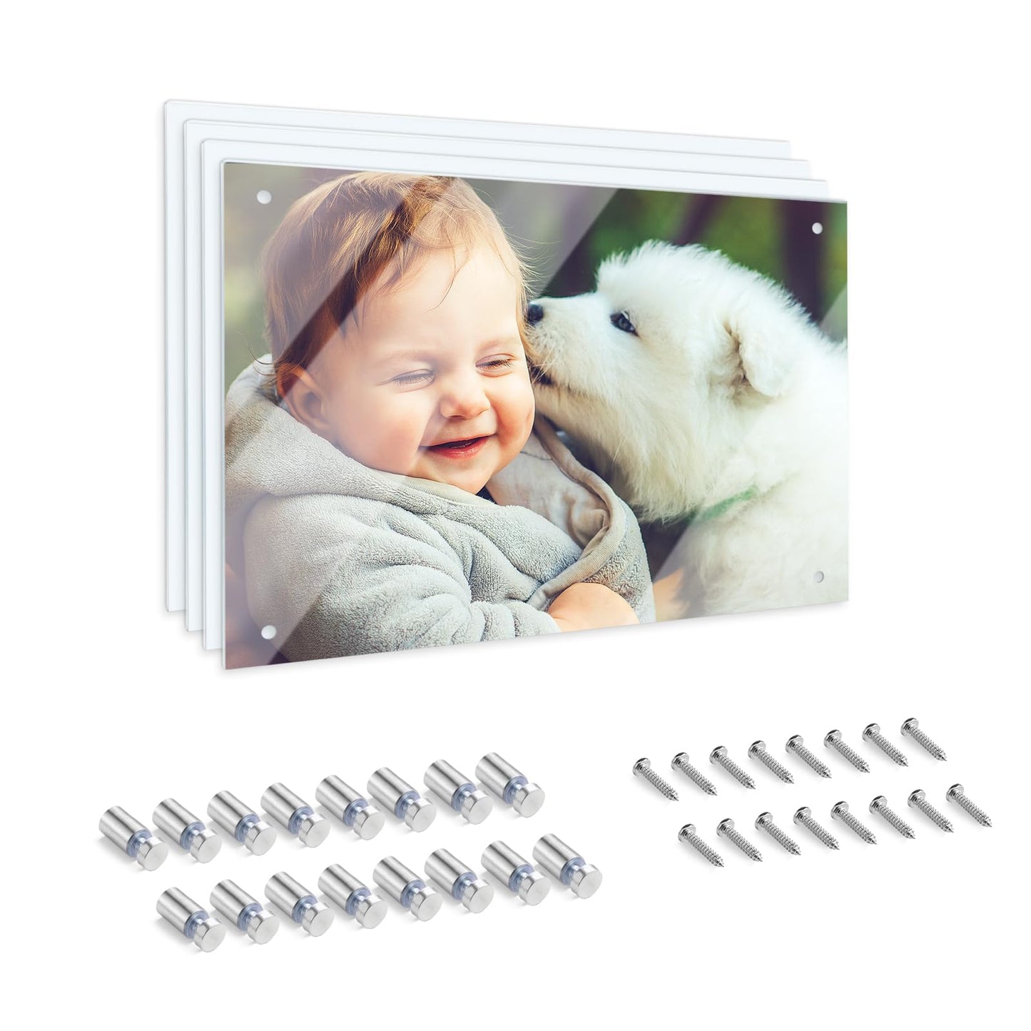 HYHOSHI 4Pack 7.87x11.8inch Sublimation Glass Photo Blanks, Wall Mount Tempered Glass Sublimation Blank Sign, Sublimation Blank DIY Picture Wall Frame Poster for Home Decor