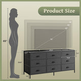 Huuger 9 Drawer Dresser, 47 Inch Dresser TV Stand for 50, 55 Inch TV, Entertainment Center with Drawers, Fabric Dresser Chest of Drawer for Bedroom, Closet, Black Huuger