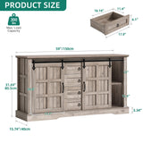 YITAHOME 59" Farmhouse Buffet Cabinet with Storage, Large Sideboard Cabinet w/Sliding Barn Doors and 4 Drawers for Living Room, Wash Grey YITAHOME