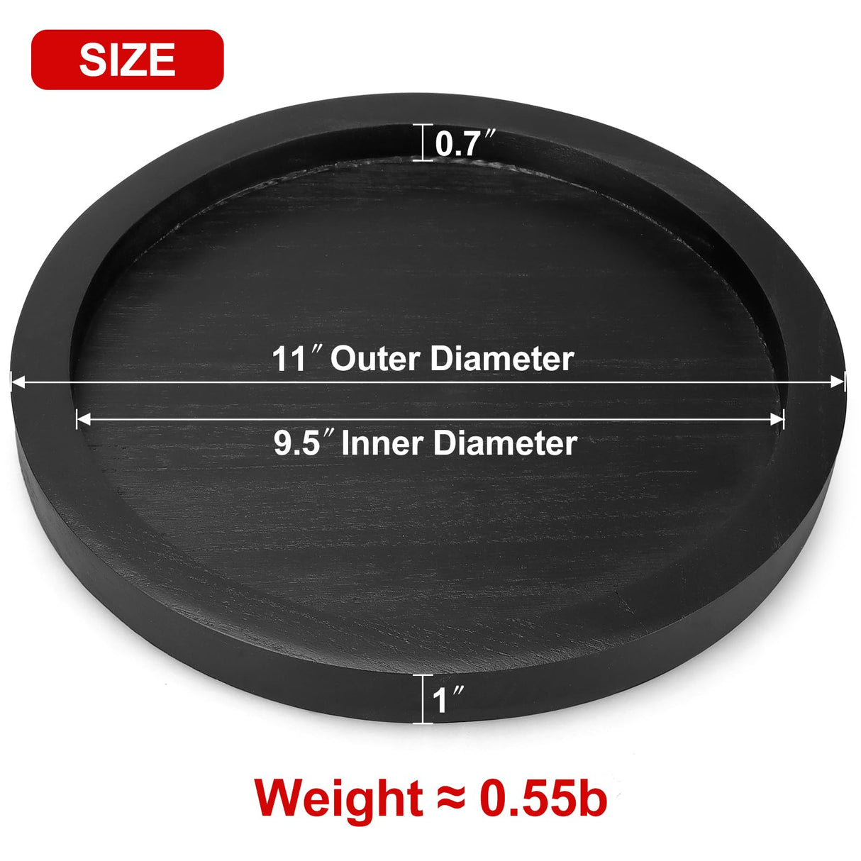 Round Decorative Tray for Coffee Dining Table Countertop Small Wooden Serving Trays Farmhouse Kitchen Home Living Room Decor and Bathroom Accessories Tray Black Rustic Wood Candle Centerpiece Tray Ayiaren