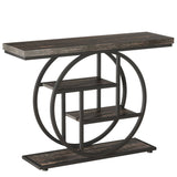 Tribesigns 41.3" Console Table, Industrial 4-Tier Sofa Table Entryway Table with Circle Base, Narrow Wood Accent Tables with Storage Shelves for Living Room, Hallway, Foyer, Black Tribesigns