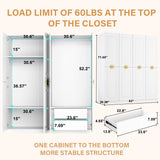 Wakefit Armoire Wardrobe Closet, 4 Doors Wooden Wardrobe Closet Cabinet, 71" Bedroom Armoires with Hanging Rod Shelf, Freestanding Wardrobe Cabinet for Bedroom, Guest Room, White Wakefit