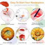 Framed Paint by Numbers Kit for Adults Beginners & Kids Ages 8-12, Sunflower Acrylic Easy Paint by Number with Frame, Watercolor Paint by Number Kits on Canvas Framed (10 * 10 Inch, without Easel) Offito