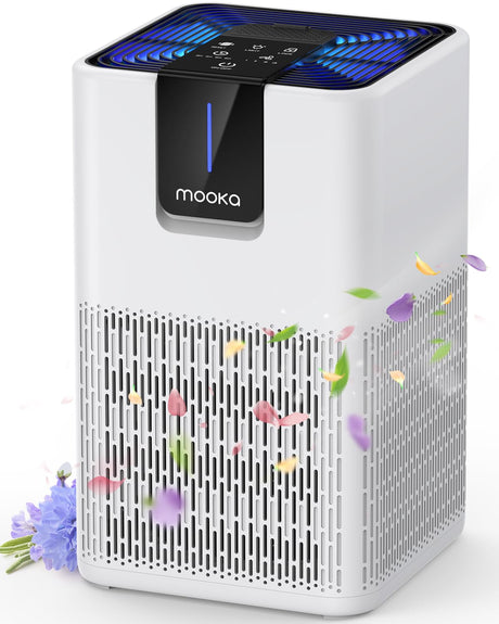 Air Purifiers for Home Large Room Up to 1250 Ft², MOOKA H13 HEPA Air Purifier for Pets Dust Odor Smoke, Aromatherapy Function, Air Cleaner with 15dB Quiet Sleep Mode for Bedroom Office Living Room MOOKA