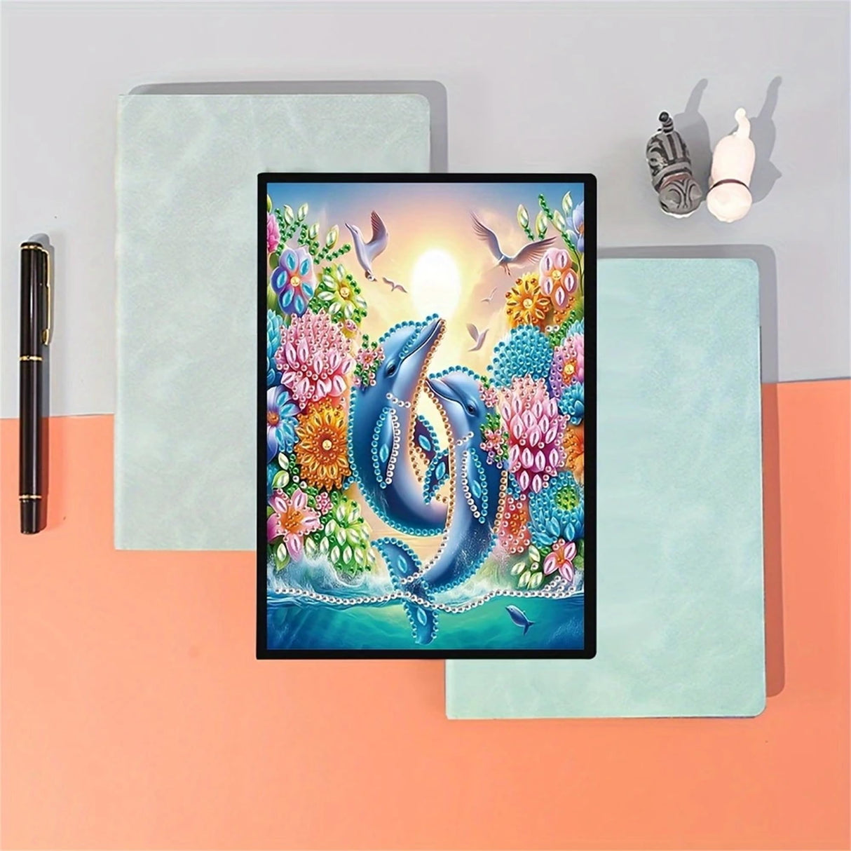 Dolphin Diamond Painting Notebook for Adults, A5 Diamonds Art Journal and DIY Sketchbook, Diamond Art Kit Supplies,Gift for Beginners, Craft Lovers, Artists. (Dolphin) Formeydemi