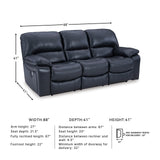 Signature Design by Ashley Leesworth Modern Power Reclining Sofa with USB Charging Ports, Blue Signature Design by Ashley