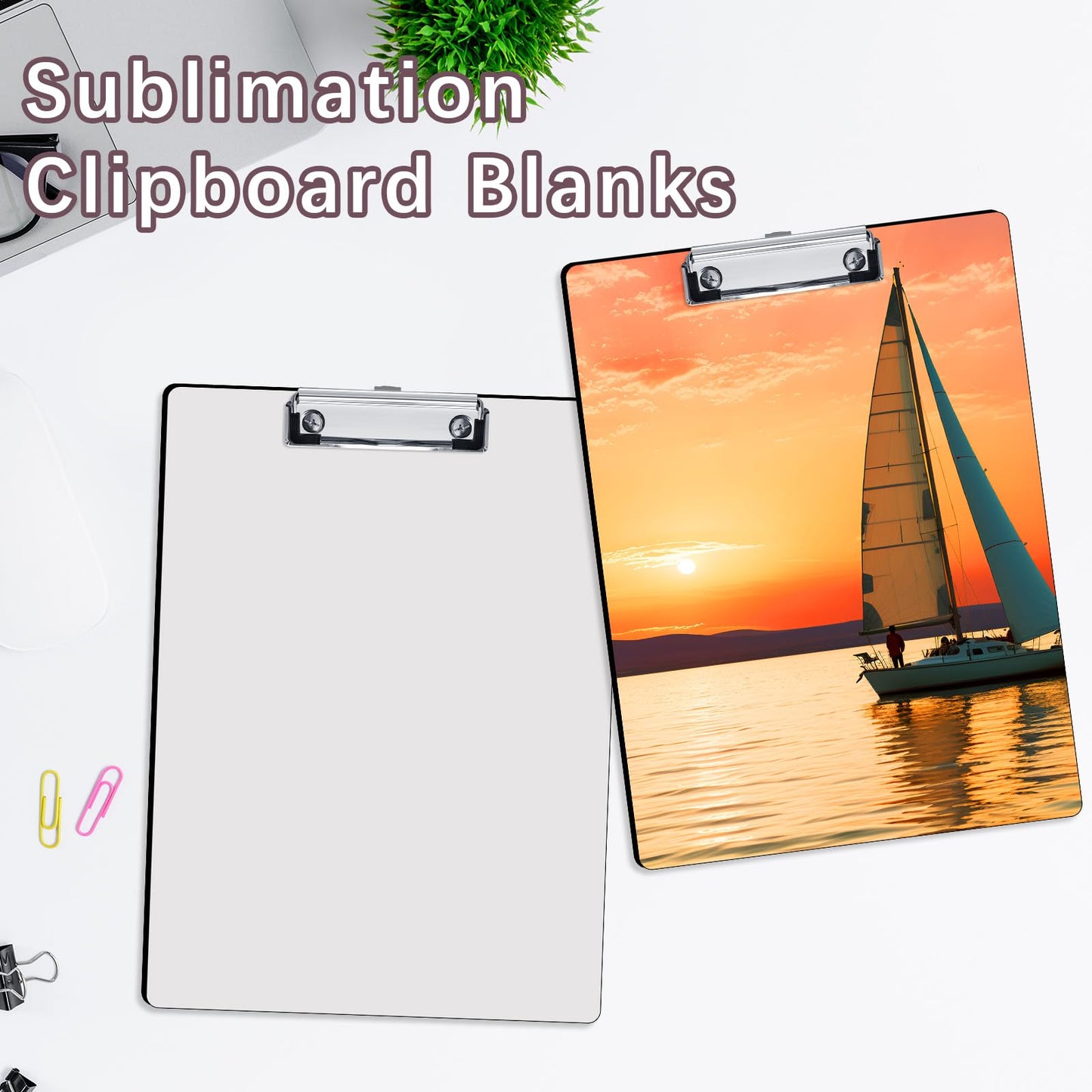 6 Pack Sublimation Clipboard Blanks Bulk MDF Sublimation Clipboard A4 Letter Size 8.8'' x 12.4'' Sublimation Teacher Blanks for Office Products DIY Handmade Craft Sublimation Ornaments Blanks