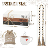 6 PCS Coffee Bar Decor Mini Coffee Bar Accessories Coffee Bar Sign Coffee Tiered Tray Decor Coffee Wooden Book Stacks Rustic Farmhouse Coffee Table Sign WODOHOLO